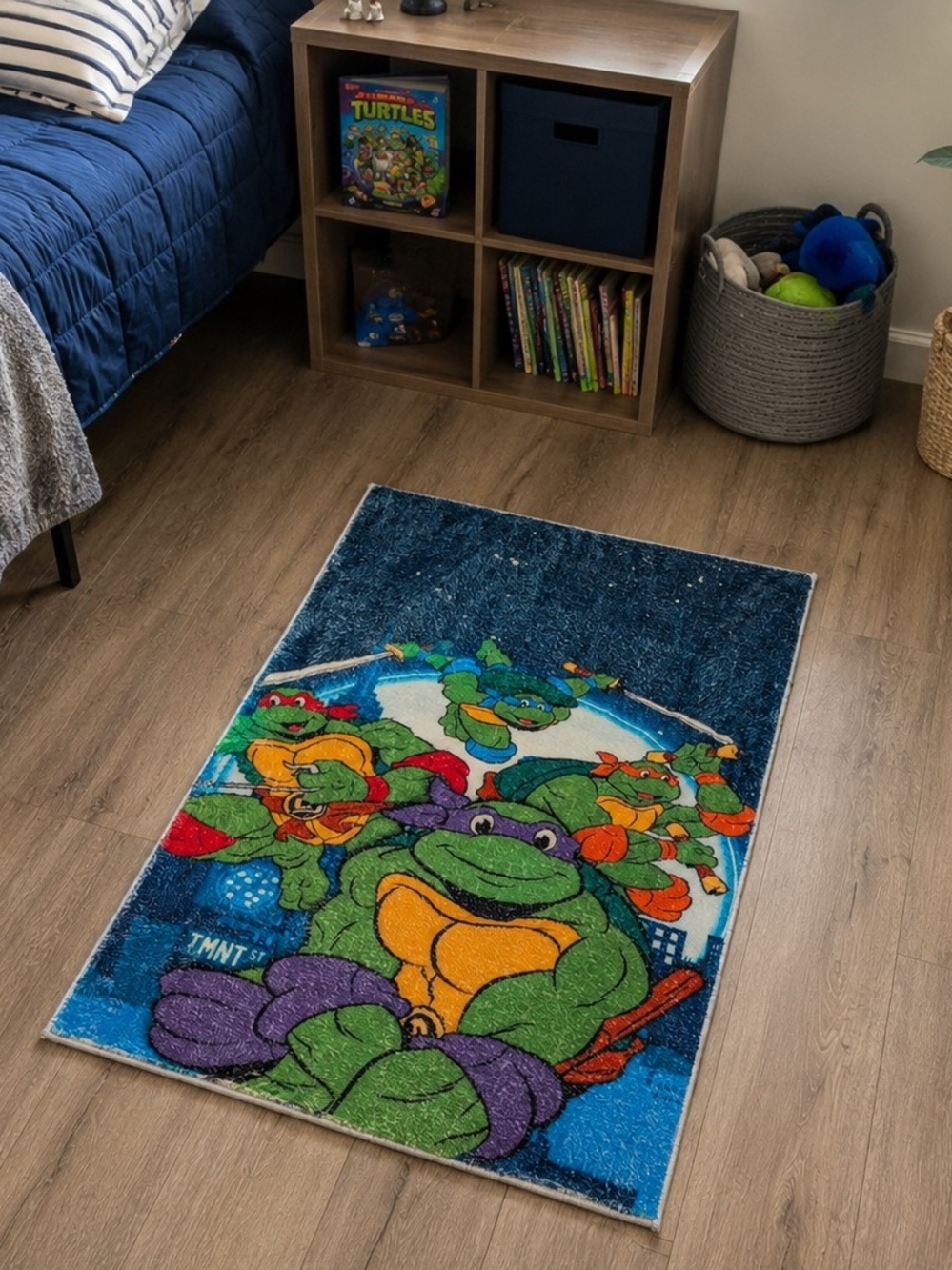 Teenage Mutant Ninja Turtles TMNT Kids Area Rug 22x32 Blue Bedroom Decor